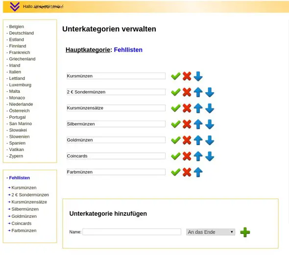 Unterkategorien anlegen