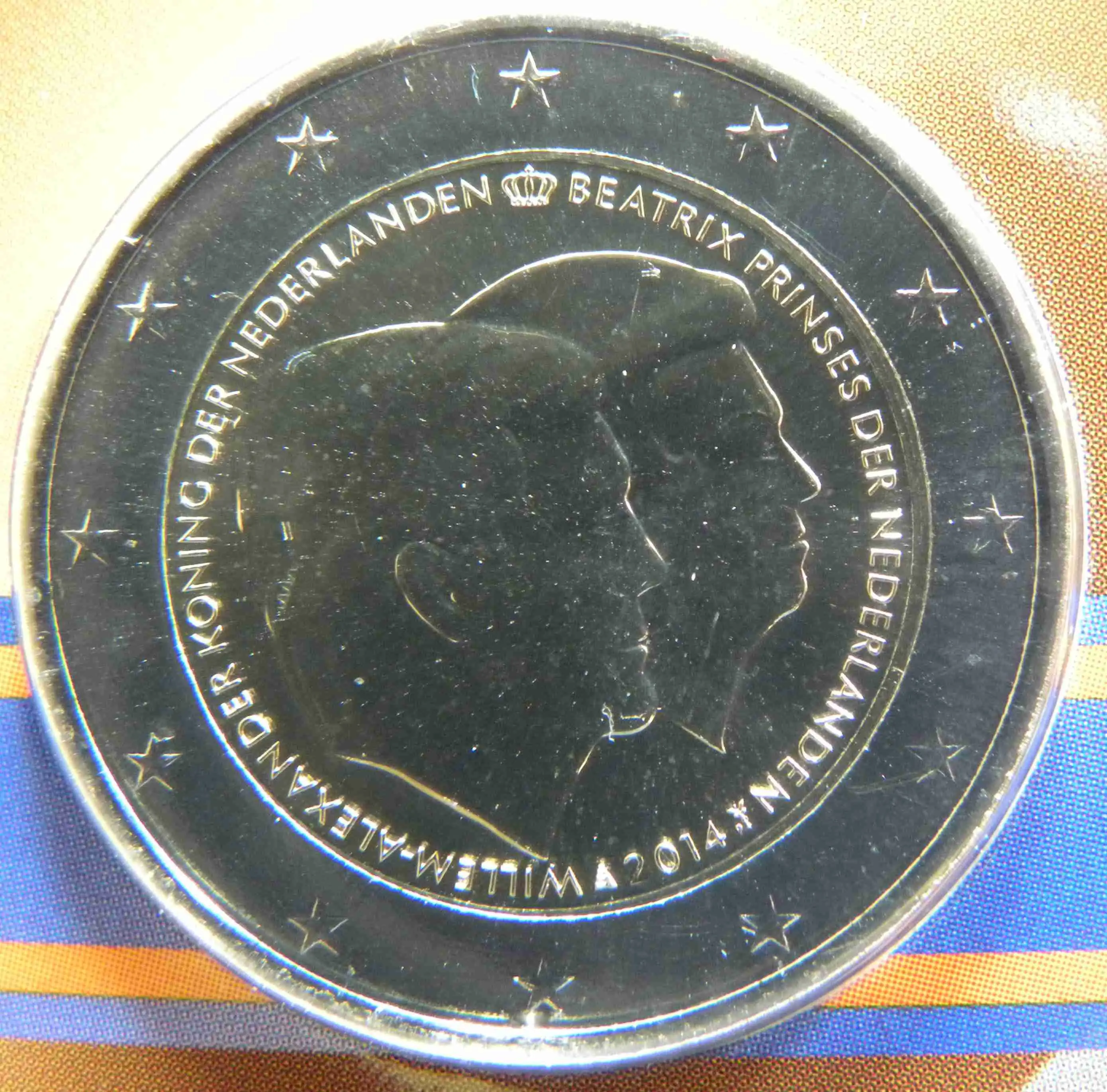 niederlande 2 euro münze  doppelportrait  könig willem