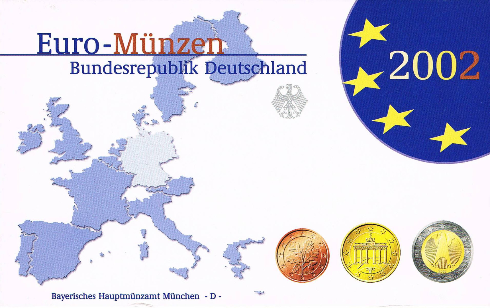 STEMPELGLANZ BRD-Euro-Kursmünzensätze 2002 ADFGJ 