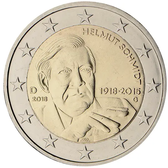 Deutschland 2 Euro Münze 2018 - 100. Geburtstag von Helmut Schmidt - G