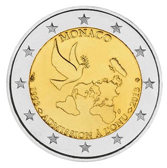Monaco 2 Euro Münze - 20 Jahre UNO-Mitgliedschaft 1993 ...